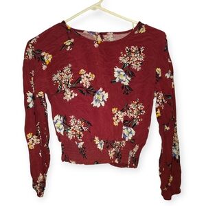 🔥$1 Bundled Rewind Floral Long Sleeve Blouse - Red